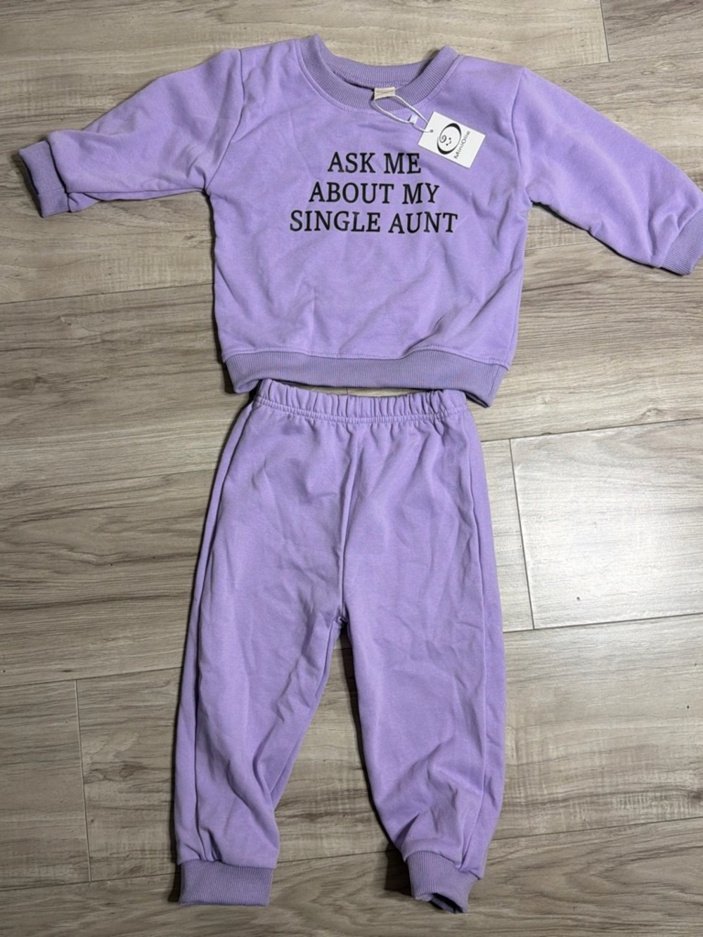 Lavender Kids Sweatshirt and Jogger Set - Ask Me About My Single Aunt